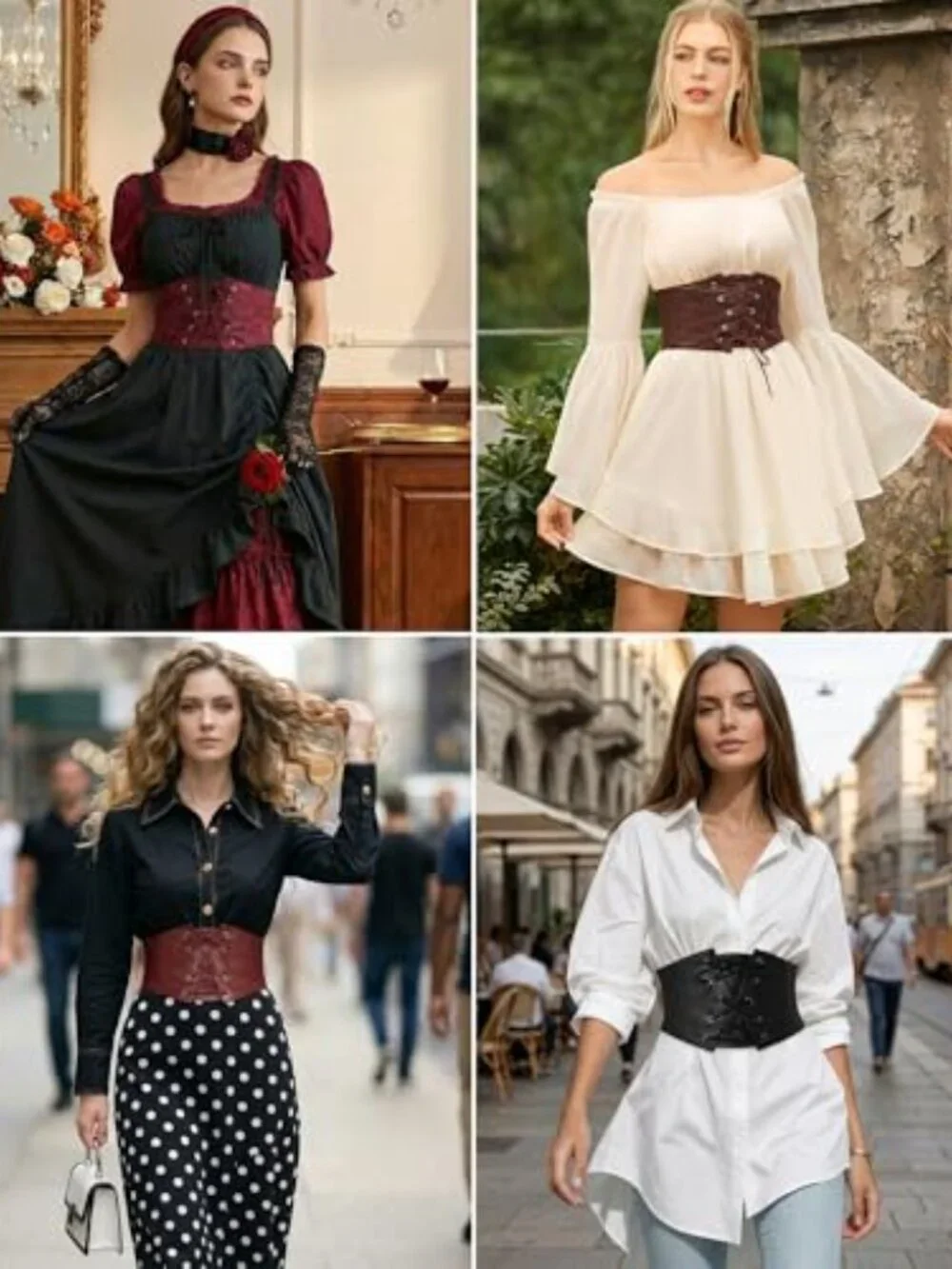 GRACE KARIN Renaissance Corset Belt Women Wide Waist Faux Leather Lace-Up